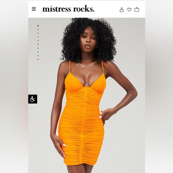 MISTRESS ROCKS ORANGE PLUNGE MESH DRESS - Picture 4 of 8